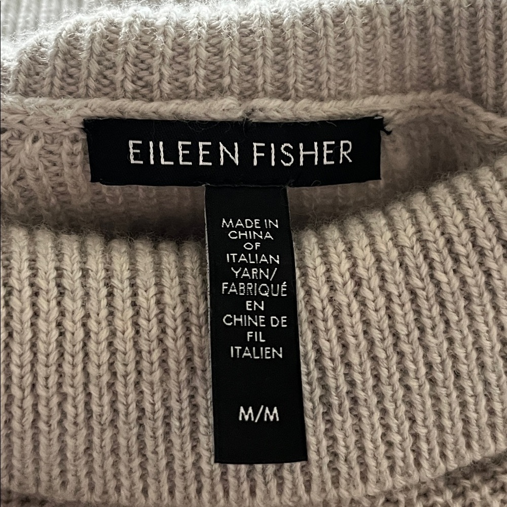 Eileen Fisher Merino Wool Mock Turtleneck Gray Minimalist Capsule Sweater Size M - Picture 8 of 13